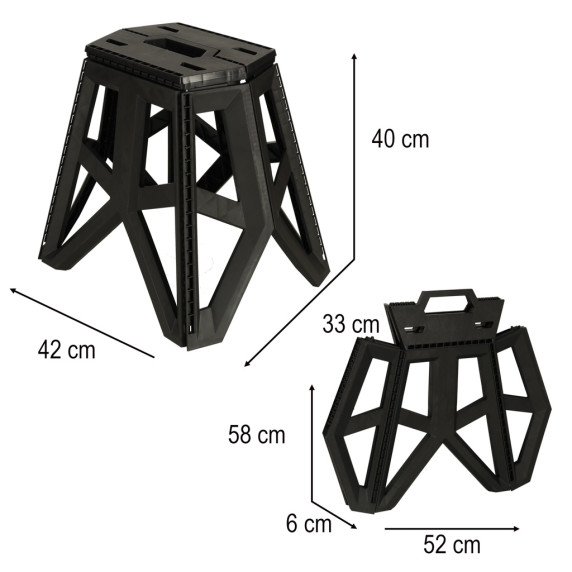 Skladacia kempingová stolička 39,5 cm - čierna