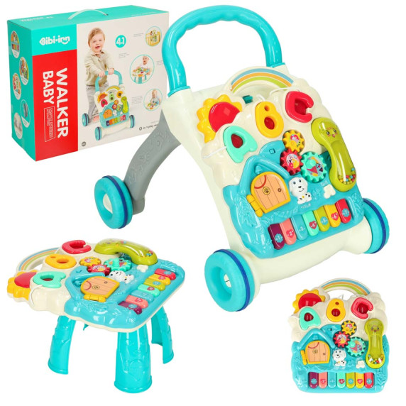 Detské edukačné chodítko 4v1 Inlea4Fun BABY WALKER - tyrkysové