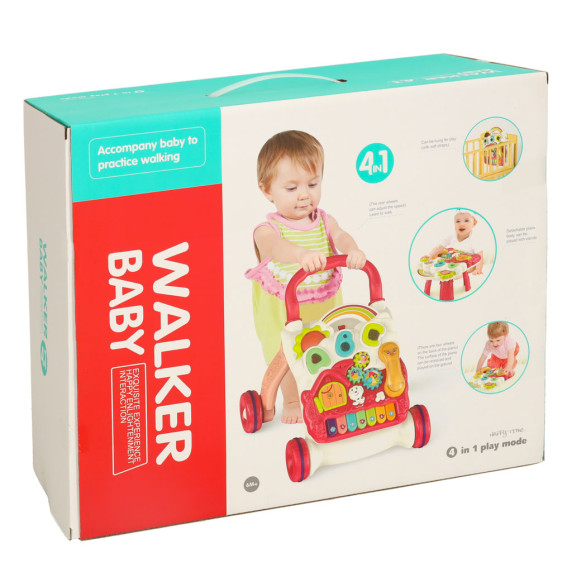 Detské edukačné chodítko 4v1 Inlea4Fun BABY WALKER - červené