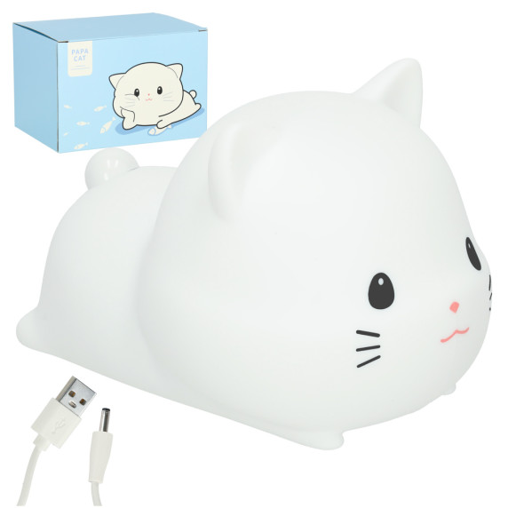 Detská nočná lampa silikónová Mačka 15 cm PAPA CAT