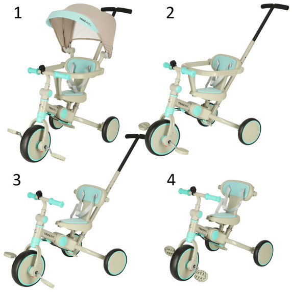 Trojkolka TRIKE FIX V4 - sivá/tyrkysová