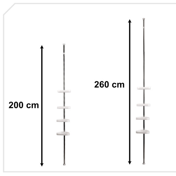 Rohová polička teleskopická do sprchy 260 cm