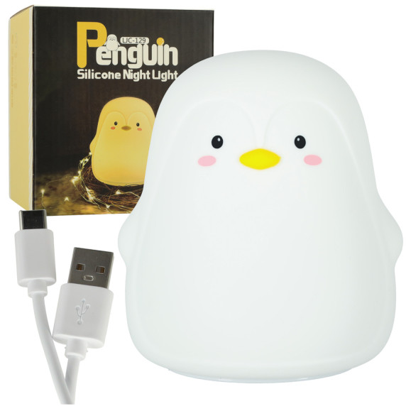 Detská nočná LED lampa silikónová PENGUIN - tučniak