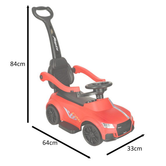 Interaktívne odrážadlo v podobe autíčka s vodiacou tyčou Inlea4Fun MEGA CAR - červené