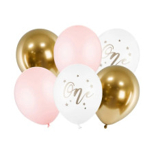 Balóniky na 1. narodeniny 6 kusov 30 cm PARTY DECO - ružové Preview