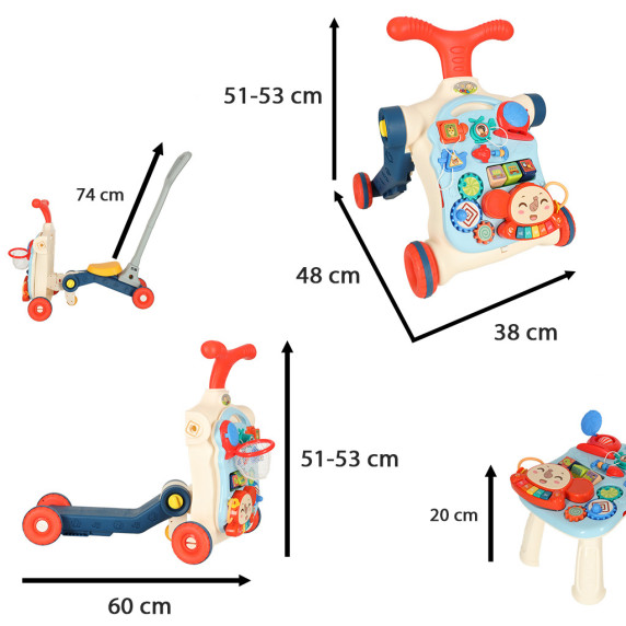 Detské edukačné chodítko 5v1 Inlea4Fun MUSICAL STROLLER