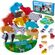 Drevená balančná hra Inlea4Fun ANIMAL BALANCE - safari zvieratká Preview