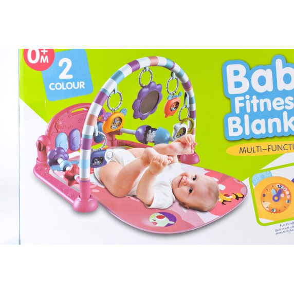 Hracia deka s klavírom Inlea4Fun BABY FITNESS BLANKET - ružová