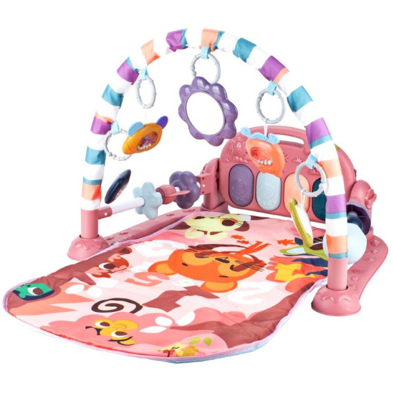 Hracia deka s klavírom Inlea4Fun BABY FITNESS BLANKET - ružová