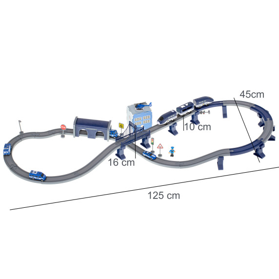 Vlaková trať s doplnkami 92 prvkov 300 cm Inlea4Fun POLICE TRAIN