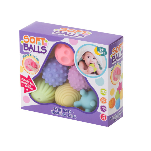 Senzorické loptičky 6 kusov Inlea4Fun SOFT BALLS