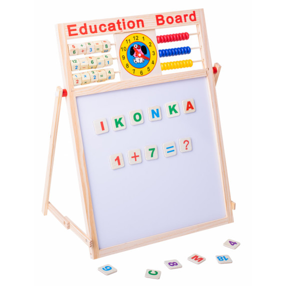 Magnetická tabuľa s magnetkami, počítadlom a hodinami Inlea4Fun EDUCATION BOARD