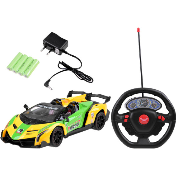 RC Športové auto s otváracími dverami Inlea4Fun SPORTS CAR - zelené/žlté