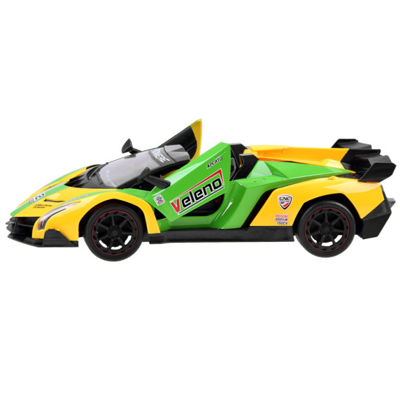 RC Športové auto s otváracími dverami Inlea4Fun SPORTS CAR - zelené/žlté