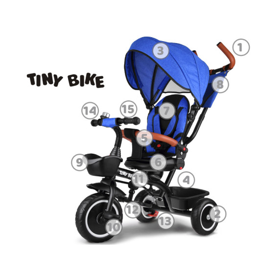 Trojkolka Tiny Bike 3 v 1 Inlea4Fun - modrá