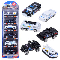 Sada kovových vozidiel 6 kusov Inlea4Fun DIE CAST - policajné vozidlá 