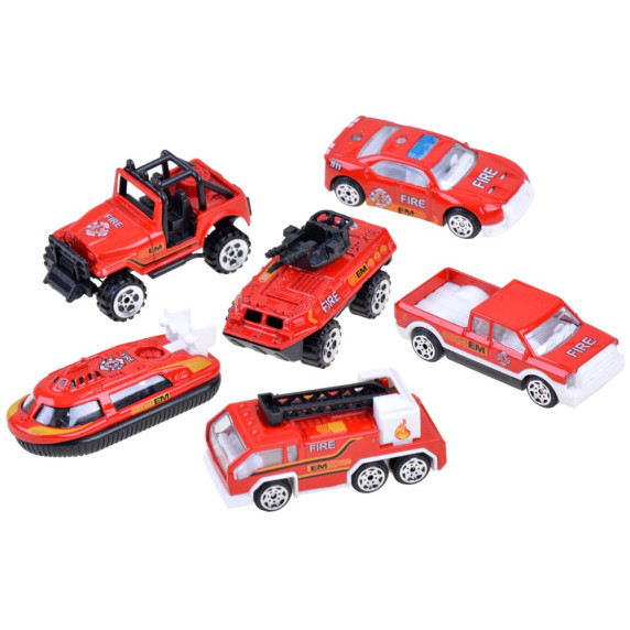 Sada kovových vozidiel 6 kusov Inlea4Fun DIE CAST - hasičské vozidlá