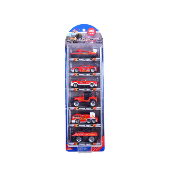 Sada kovových vozidiel 6 kusov Inlea4Fun DIE CAST - hasičské vozidlá