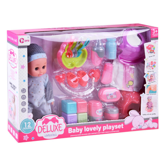 Interaktívna bábika s príslušenstvom Inlea4Fun DELUXE LOVELY DOLL