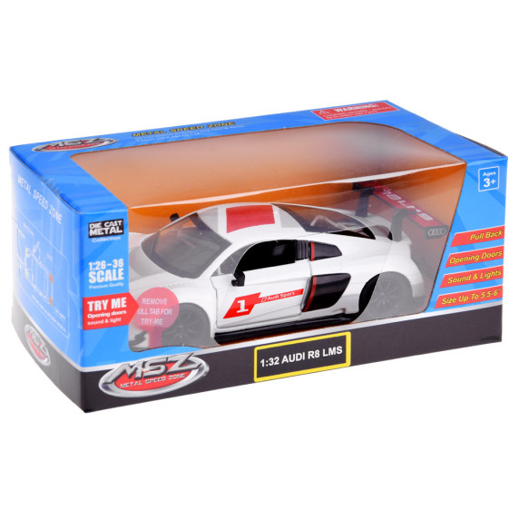 Kovové autíčko Audi R8 LMS 1:32 Inlea4Fun METAL SPEED ZONE