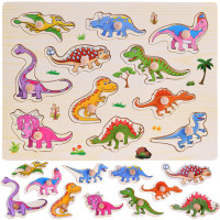 Drevená vkladačka - puzzle s rúčkami 11 dielikov Inlea4Fun - dinosaury 