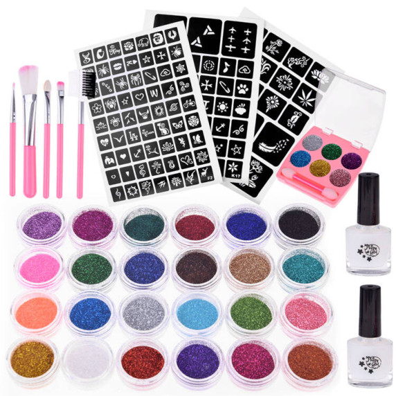 Sada na výrobu tetovania pre deti Inlea4Fun GLITTER TATTOOS KIT