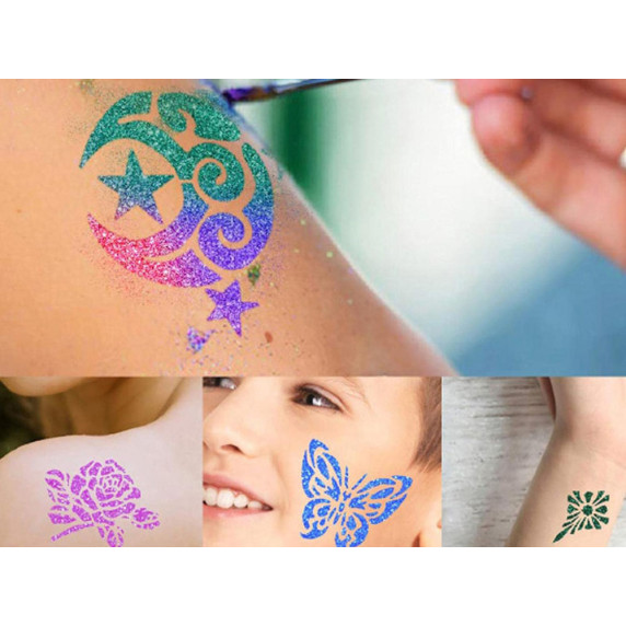 Sada na výrobu tetovania pre deti Inlea4Fun GLITTER TATTOOS KIT