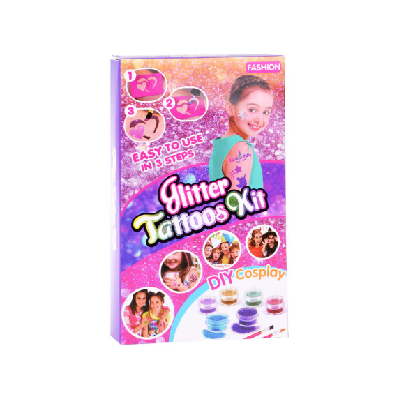 Sada na výrobu tetovania pre deti Inlea4Fun GLITTER TATTOOS KIT