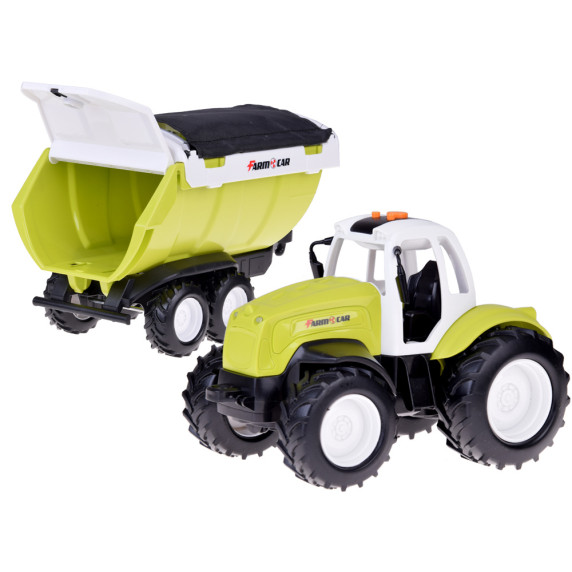 Interaktívny traktor s prívesom a balíkmi slamy Inlea4Fun FARM VEHICLES