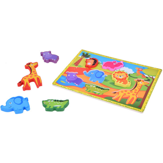 Drevená vkladačka - puzzle 7 dielikov Inlea4Fun - safari zvieratká