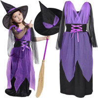 Detský kostým čarodejnica Inlea4Fun LOVELY WITCH GIRL - veľkosť M 110-120 cm 