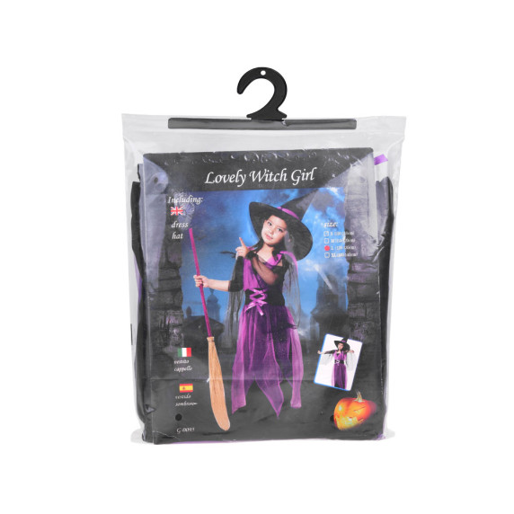 Detský kostým čarodejnica Inlea4Fun LOVELY WITCH GIRL - veľkosť M 110-120 cm