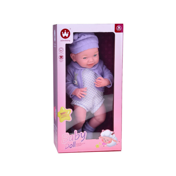 Realistická bábika vo fialovom svetríku 40 cm Inlea4Fun BABY DOLL