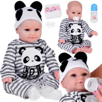 Realistická bábika v šatách s motívom panda 45 cm Inlea4Fun REBORN DOLLS 