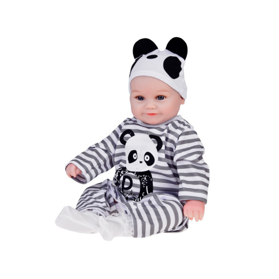 Realistická bábika v šatách s motívom panda 45 cm Inlea4Fun REBORN DOLLS