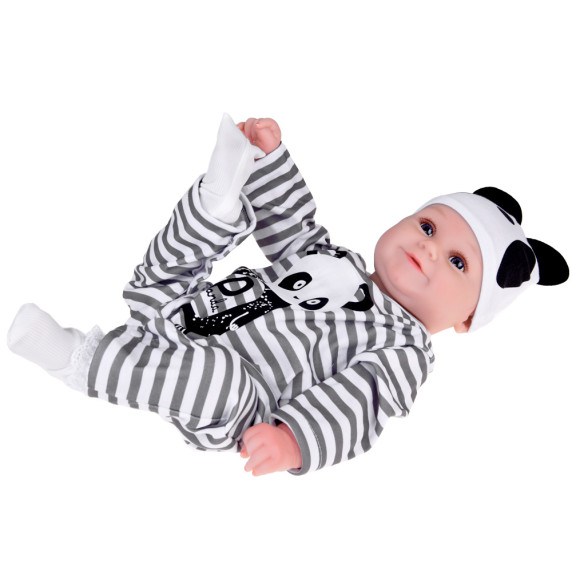 Realistická bábika v šatách s motívom panda 45 cm Inlea4Fun REBORN DOLLS