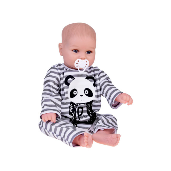 Realistická bábika v šatách s motívom panda 45 cm Inlea4Fun REBORN DOLLS