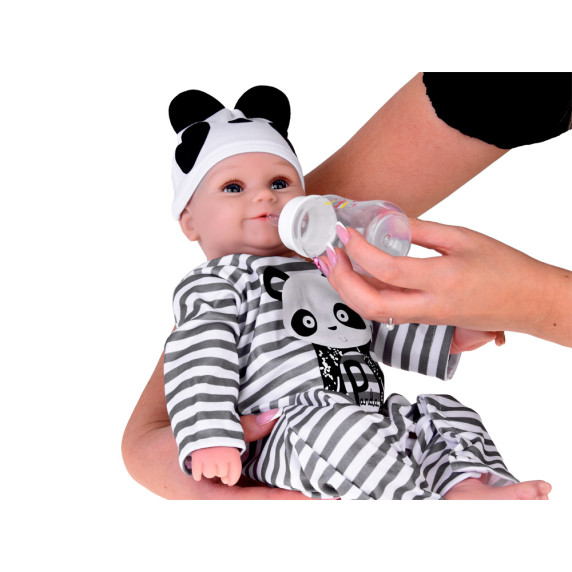 Realistická bábika v šatách s motívom panda 45 cm Inlea4Fun REBORN DOLLS