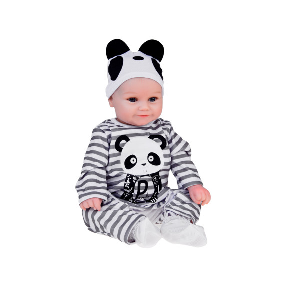 Realistická bábika v šatách s motívom panda 45 cm Inlea4Fun REBORN DOLLS