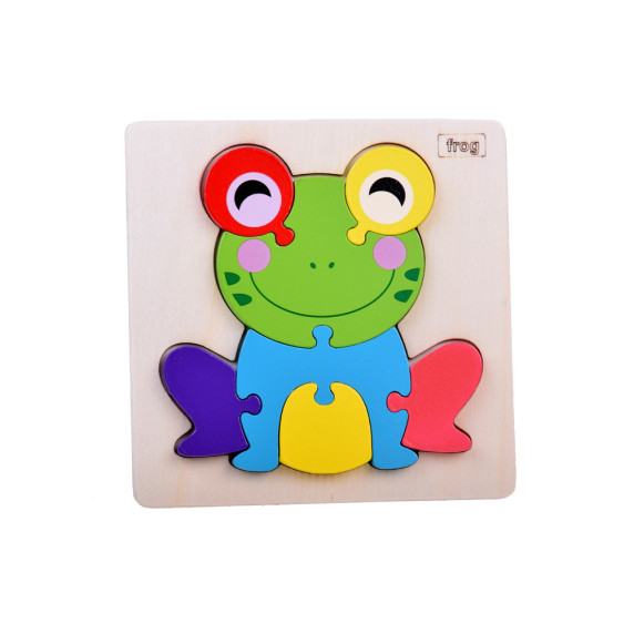 Drevené vzdelávacie puzzle Žabka 8 dielov Inlea4Fun FROG