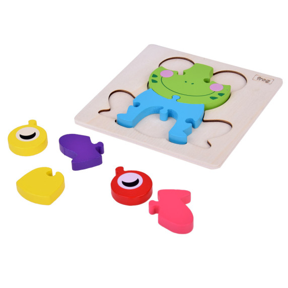 Drevené vzdelávacie puzzle Žabka 8 dielov Inlea4Fun FROG