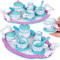 Detská drevená čajová súprava Inlea4Fun TEA SET TRAY 