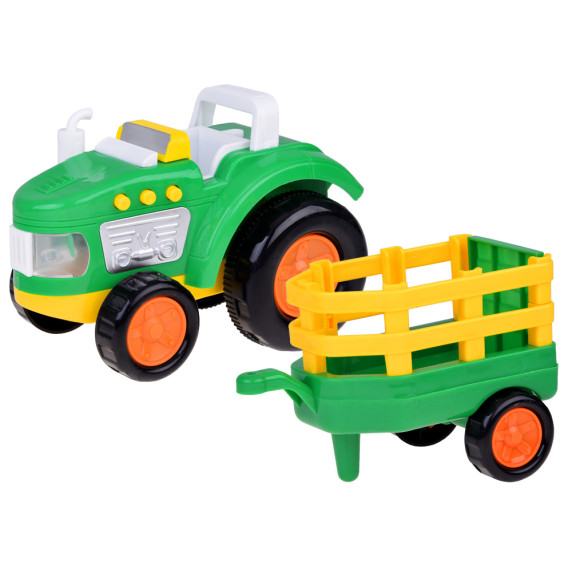 Interaktívny traktor s prívesom, farmárom a zvieratkami Inlea4Fun FARM SET