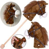 Kôň na palici so zvukovými efektmi Inlea4Fun HOBBY HORSE - tmavohnedý 