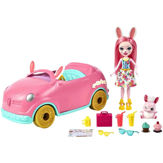 Enchantimals bábika Bree a Bunnymobile autíčko