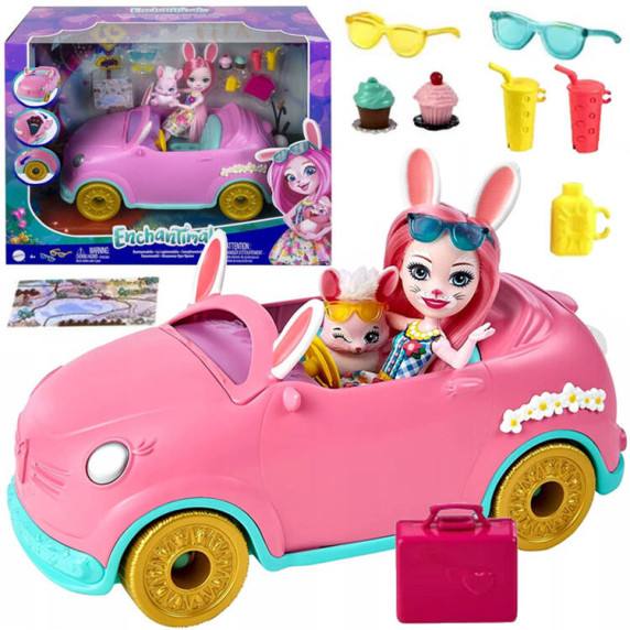 Enchantimals bábika Bree a Bunnymobile autíčko