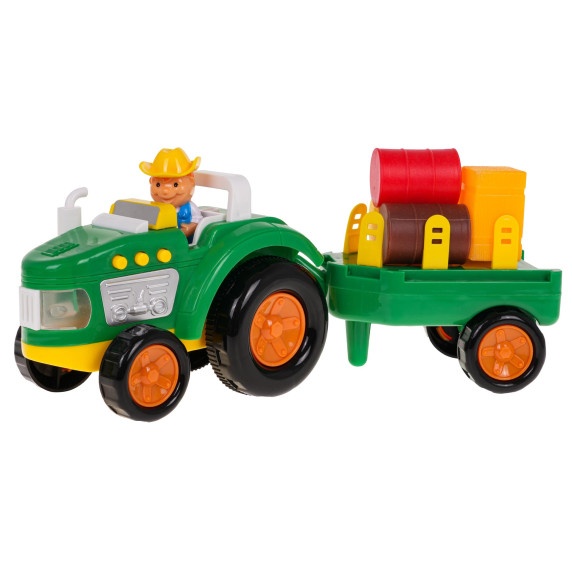 Interaktívny traktor s prívesom, farmárom a príslušenstvom Inlea4Fun FARM SET