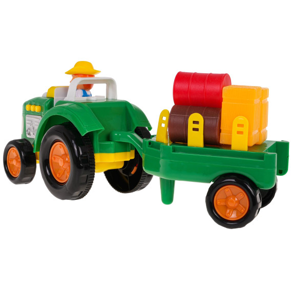 Interaktívny traktor s prívesom, farmárom a príslušenstvom Inlea4Fun FARM SET