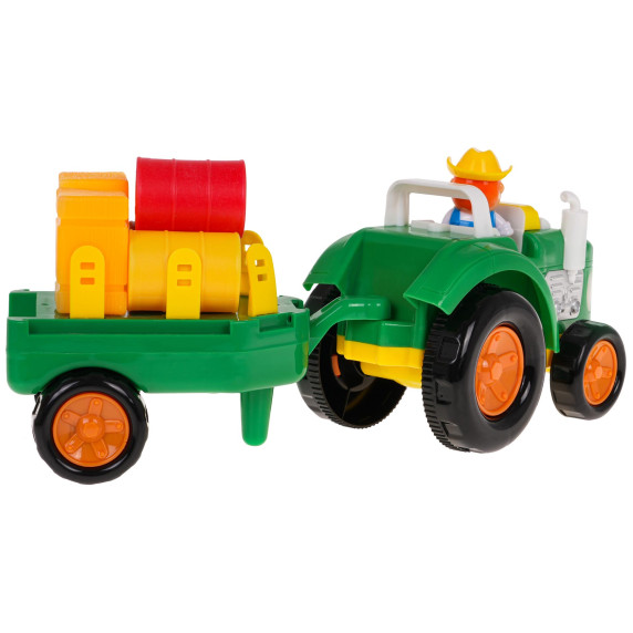 Interaktívny traktor s prívesom, farmárom a príslušenstvom Inlea4Fun FARM SET