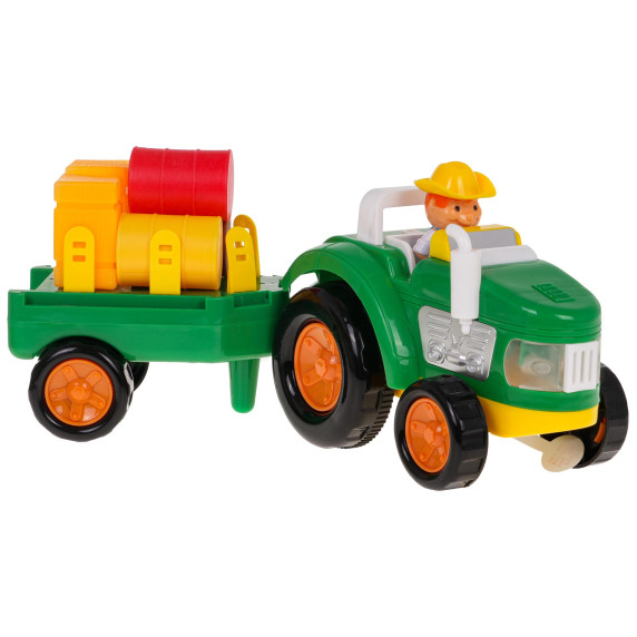 Interaktívny traktor s prívesom, farmárom a príslušenstvom Inlea4Fun FARM SET